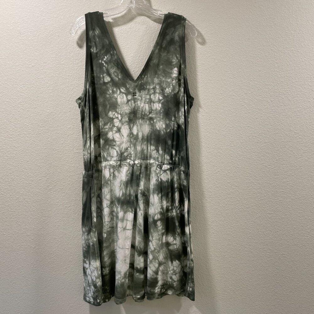 SWEATY BETTY Take It Easy Hunter/Ivory Tie Dye Drop Waist Knit Tank Dress L - Picture 3 of 12